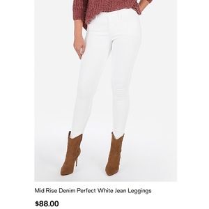Express Mid-Rise Denim Perfect White Legging- NEW